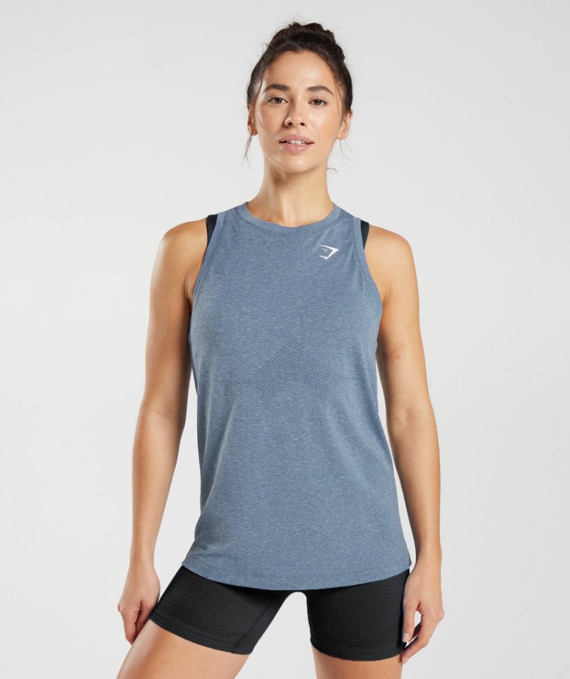 Women\'s Gymshark Vital Seamless 2.0 Light Tanks Blue | CA A678N5